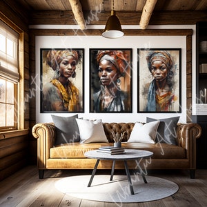 Arte de pared imprimible de mujeres africanas en Melhfa - Paquete (3 fotos)