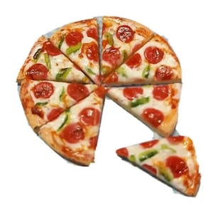 8pc Miniature Pizza Pie Slices w/ Pepperoni and Green Pepper Lot 1;6-1;12 Scale