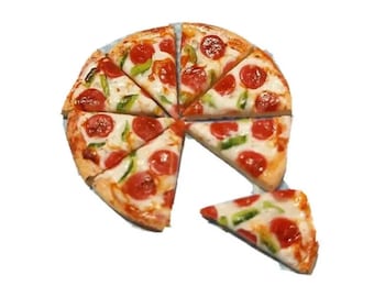 8 sztuk miniaturowych kawałków pizzy z pepperoni i zieloną papryką, zestaw 1;6-1;12 skala