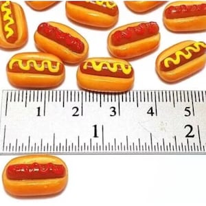 6pc Miniature Hotdogs Ketchup Mustard Mixed Lot 1;6-1;12 Scale