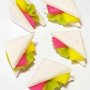 5pc Miniature Ham Cheese Lettuce Sandwich 1/4 Cut Lot 1;6-1;12 Scale