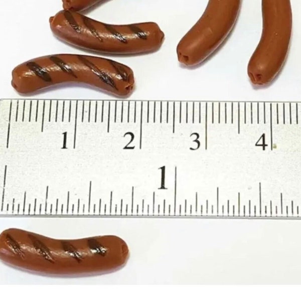 6pc Miniature BBQ Grilled Sausage Polish Dog Lot 1;6-1;12 Scale