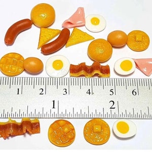 Lote de 10 piezas de comida para desayuno en miniatura, escala 1:6-1:12
