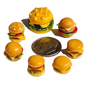 7pc Miniature Cheeseburgers Mixed Lot 1;6-1;12 Scale