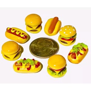 8pc Miniature Cheeseburgers and Hotdogs Mixed Lot 1;6-1;12 Scale