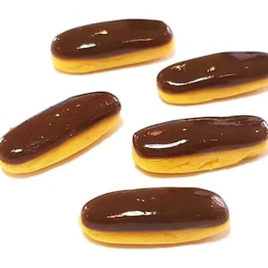 5pc Miniature Eclairs Chocolate Frosting Lot 1;6-1;12 Scale