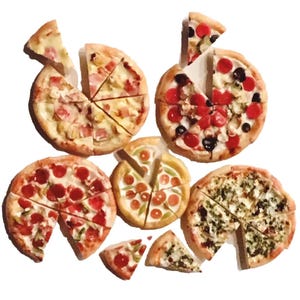 8pc Miniature Pizza Pie Slices Mixed Lot 1;6-1;12 Scale
