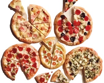 8pc Miniature Pizza Pie Slices Mixed Lot 1;6-1;12 Scale