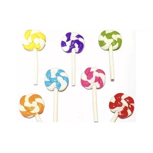 7pc Miniature Lollipops Solid Colored Swirl Mixed Lot 1;6-1;12 Scale