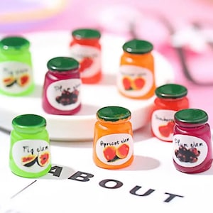 4pc Miniature Fruit Jelly Jam Jars Mixed Lot 1;6-1;12 Scale