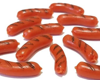 6pc Miniature BBQ Grilled Sausage Red Hot Links Lot 1;6-1;12 Scale