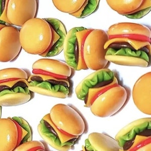 4pc Miniature Cheeseburgers Deluxe Plain Bun Lot 1;6-1;12 Scale