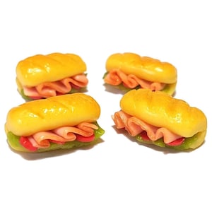 Lote de 4 sándwiches de jamón en miniatura, escala 1:6-1:12