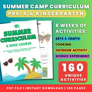 SUMMER CAMP CURRICULUM | Activities For Preschool & Kindergarten | For Any School, Daycare, Childcare Program Full Summer Curriculum 8 Weeks