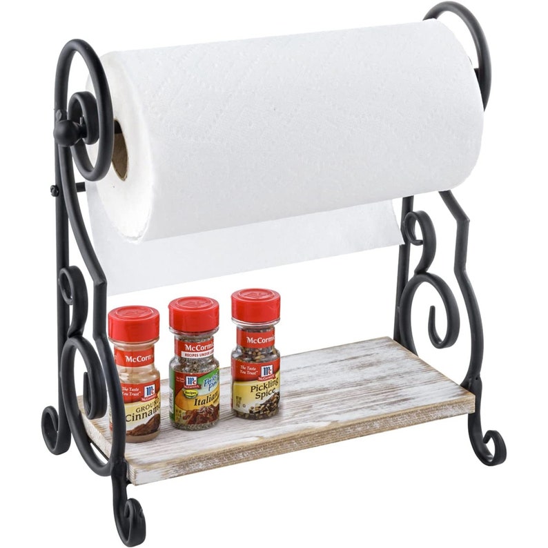 Black Metal Countertop Paper Towel Holder, Kitchen Spice Rack Paper