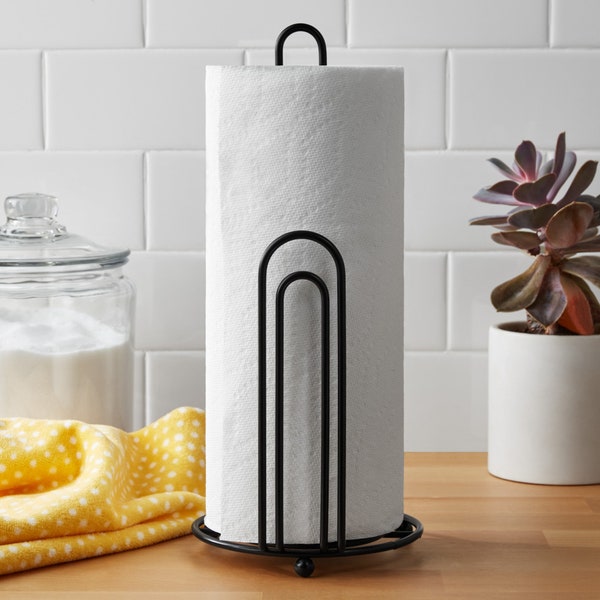 Black 13.1' Wired Kitchen Paper Towel Holder, Kitchen Paper Towel Holder, Paper Towel Holder, Kitchen Paper Holder, Paper Storage