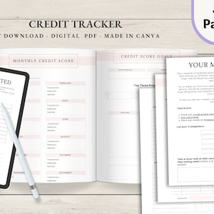 Credit Score Planner Printable Set, Credit Score Trackers, Money Goals, Monthly Budget Overview, INSTANT DOWNLOAD - 5 Pages - Blue LD054