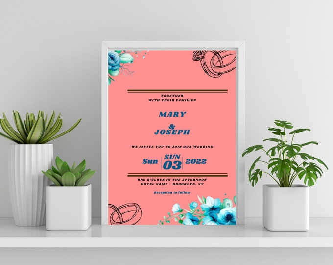 wedding invitation,Instant Download,Wedding,Wedding Card,Editable Template,Save The Date,Invitation Template,Digital Download,Minimalist