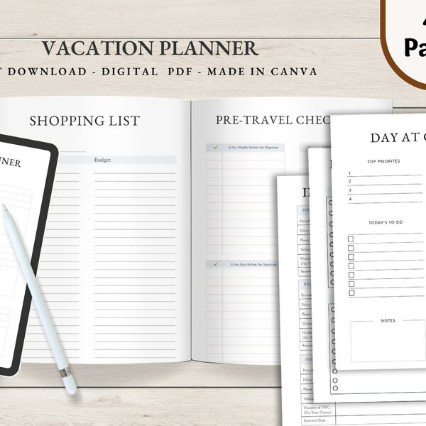 Digital Travel Journal | Travel Planner | Vacation Planner | Travel Notebook | Trip Planner | Travel Diary