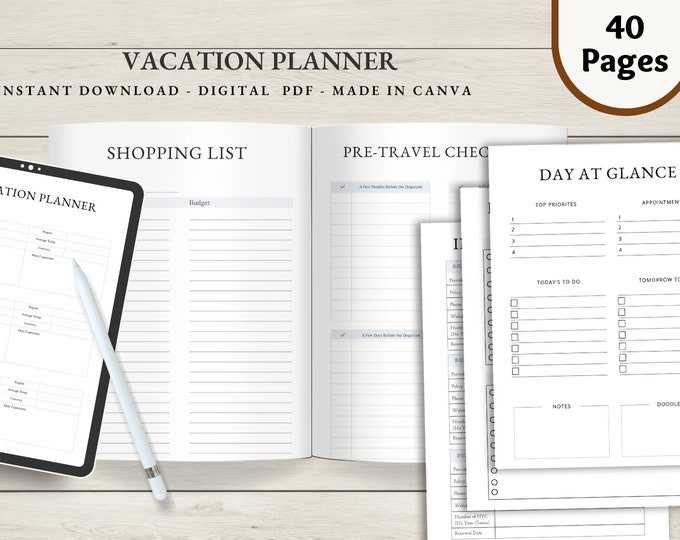 Digital Travel Journal | Travel Planner | Vacation Planner | Travel Notebook | Trip Planner | Travel Diary