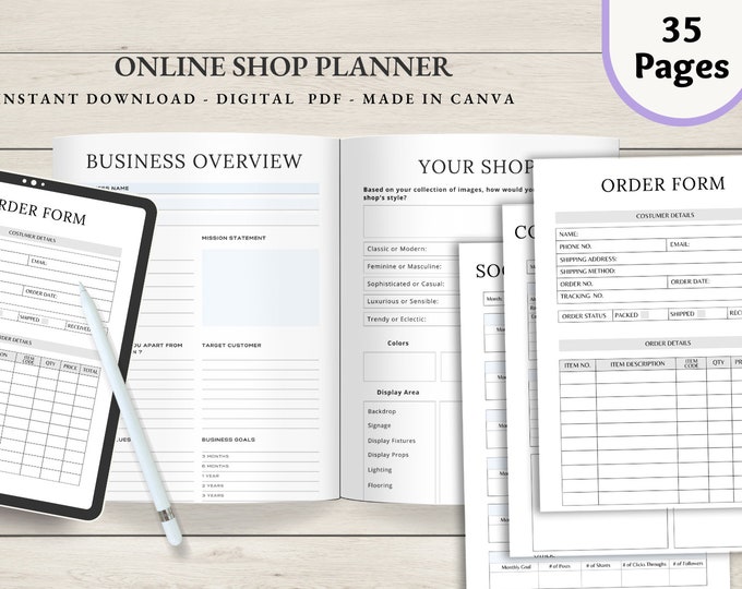 Shop Planner | Etsy Business | Online Seller Planner | Small Business | E-Commerce Planner | Business Printable | Business Goals