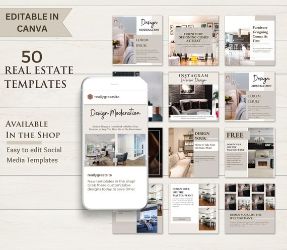 Real Estate Instagram Post Templates for Canva | Realtor Template | Instagram Canva Template | Social Media Templates