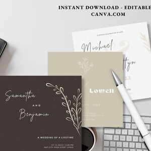 Elegant Wedding Invitation Post Greenery Wedding Invitation Template, Printable Wedding Invitation, Wedding Invitation, Instant Download