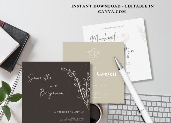 Elegant Wedding Invitation Post Greenery Wedding Invitation Template, Printable Wedding Invitation, Wedding Invitation, Instant Download