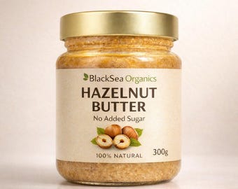 Hazelnut Butter 300g – No Added Sugar, 100% Natural, Vegan Spread, Pure Turkish Hazelnuts, Black Sea Origin – BlackSea Organics