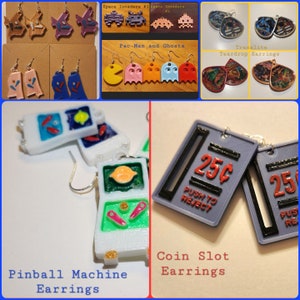 3D Arcade/Pinball-Themed Earrings