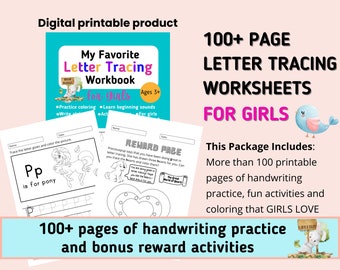 Letter tracing, handwriting practice, preschool activity worksheets, coloring pages