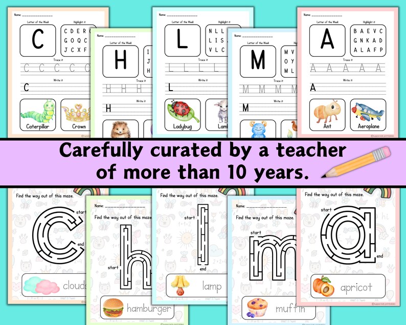 Letter of the Week Worksheets Printable, Alphabet Busy Book, Learning ...