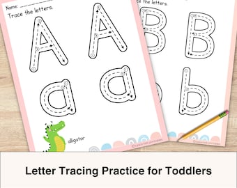 Alphabet Worksheets, Alphabet Tracing Sheet, Letter Tracing Printable, Kindergarten Tracing Book, Uppercase & Lowercase letters, Preschool