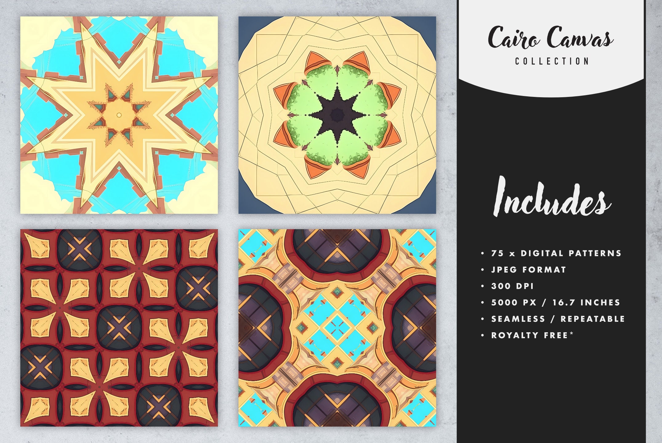 Cairo Repeating Pattern Cairo Canvas 75 Digital Paper Textures, Seamless, Repeating, Boho ...