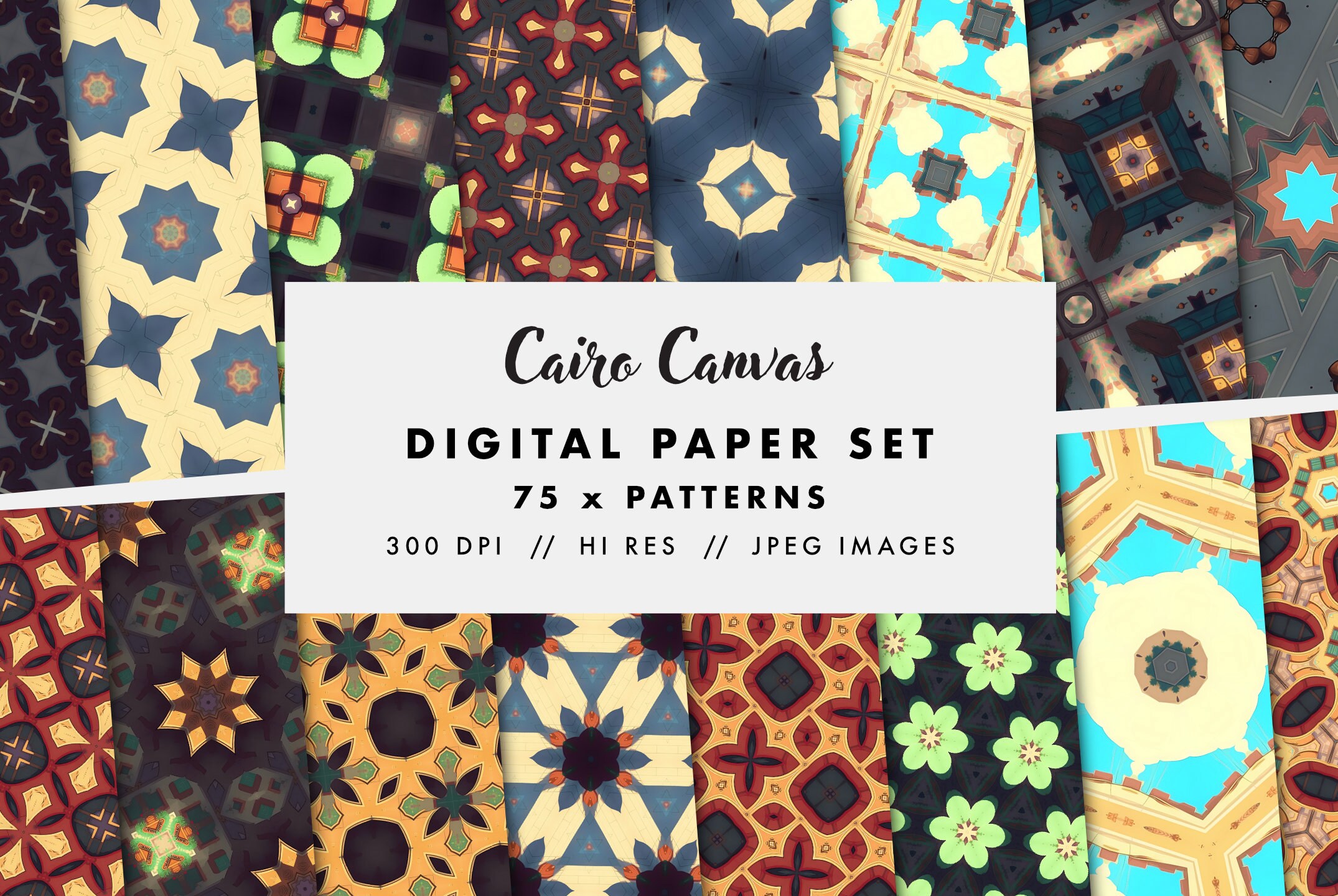 Cairo Repeating Pattern Cairo Canvas 75 Digital Paper Textures, Seamless, Repeating, Boho ...