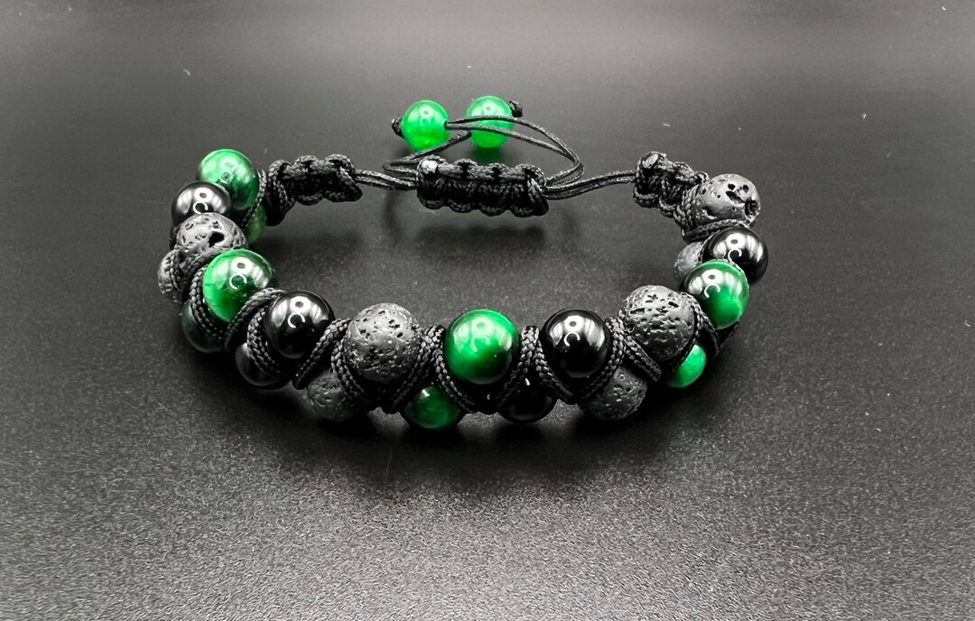 Eyecatching Double Shamballa Bracelet With Lava Stone Black Etsy