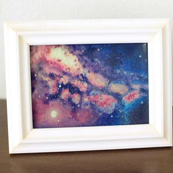 Galaxy Space Night Sky Milkyway Acrylic Painting Print, Wall Art, Original Art by Kianna Silva-Jara