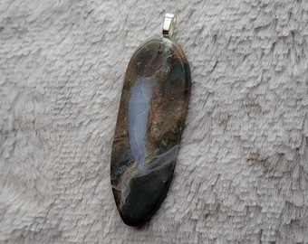 Handmade stone pendant | agate pendant | Geode | Idaho Agate| Masculine Jewelry | Green stone | bail pendant