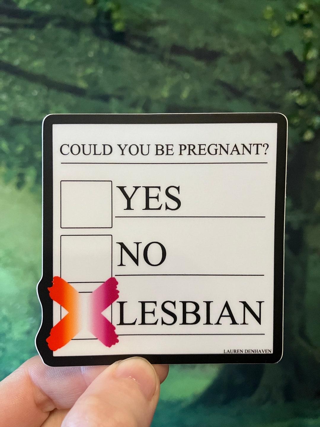 Could You Be Pregnant Sticker LGBT Queer Sapphic WLW Funny Joke Doctors Note Pride Gay Lesbian