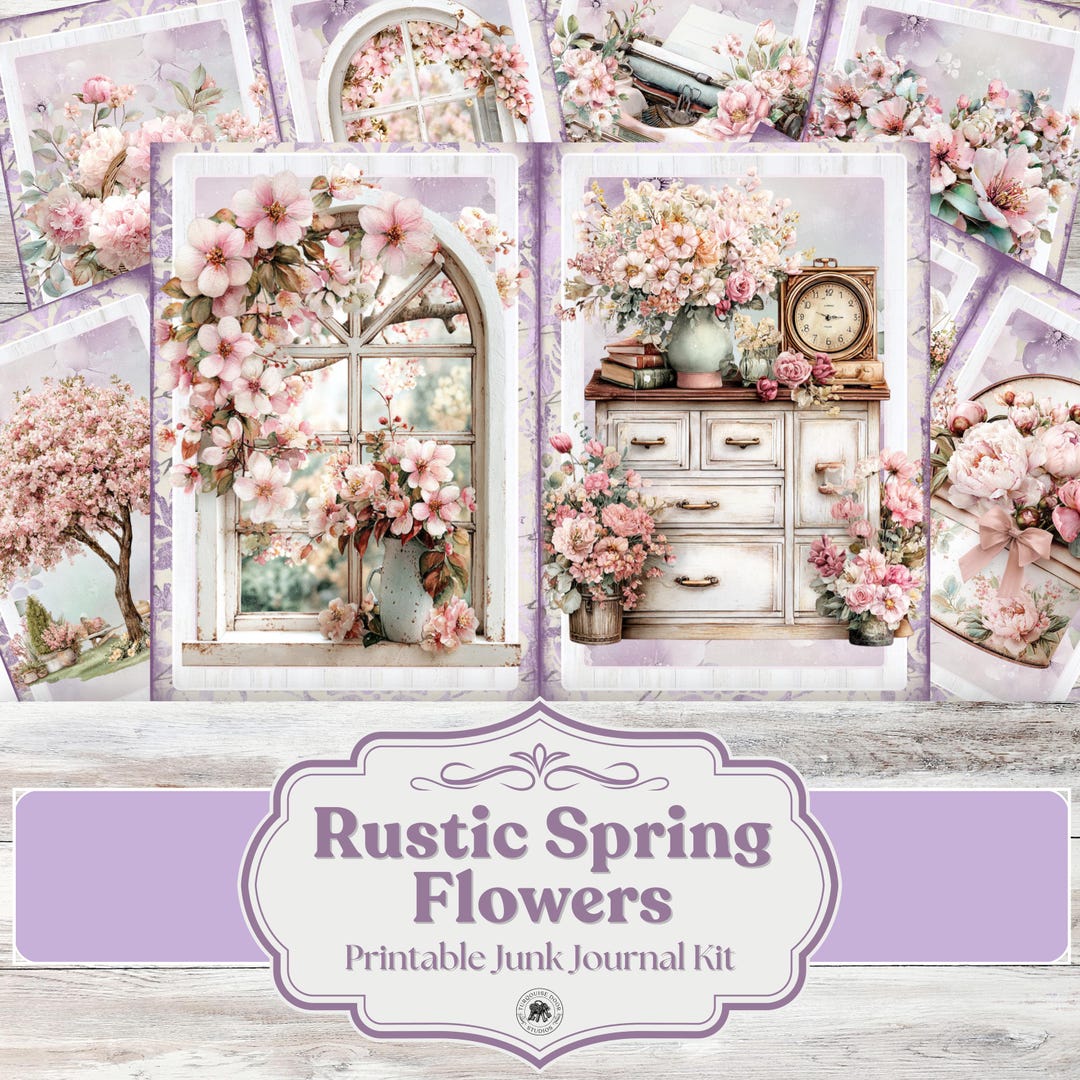 Rustic Spring Flowers Junk Journal Kit, Printable Digital Download ...