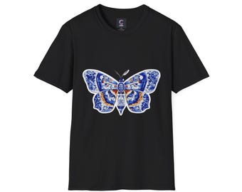 Camiseta de estilo suave con diseño de mariposa de cerámica