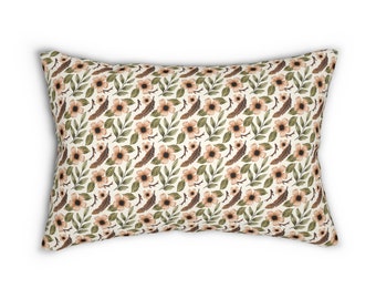 Floral Pattern #2 Polyester Lumbar Pillow