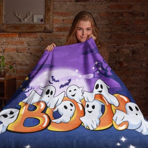 Boo Halloween Themed Velveteen Soft Blanket