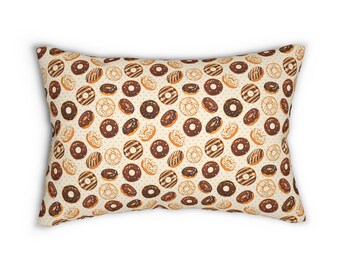 Donuts Themed Polyester Lumbar Pillow