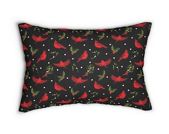 Red Cardinals Polyester Lumbar Pillow