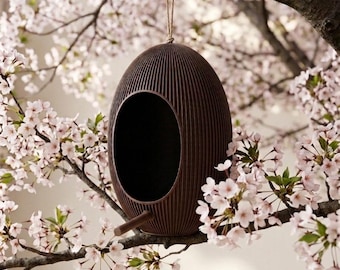 Beautiful Japandi Birdhouse - Removable Perch