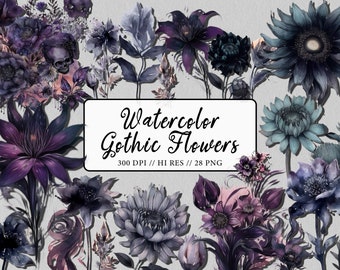 Aquarell Gothic Blumen Clipart Boho Hochzeit Blumen Clipart für kommerzielle Nutzung