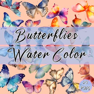 Aquarel vlinders, levendige clipart, prachtige vlinders, Instant Download, hoge kwaliteit