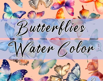 Aquarell Schmetterlinge, Lebendige Cliparts, Atemberaubende Schmetterlinge, Sofortiger Download, Hohe Qualität