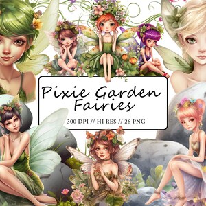 Pixie Garden Fairies Clipart Fantasy Magical Cute Fairy Clipart Garden Pixie Girl Anniversaire Invitations Baby Shower Scrapbooking